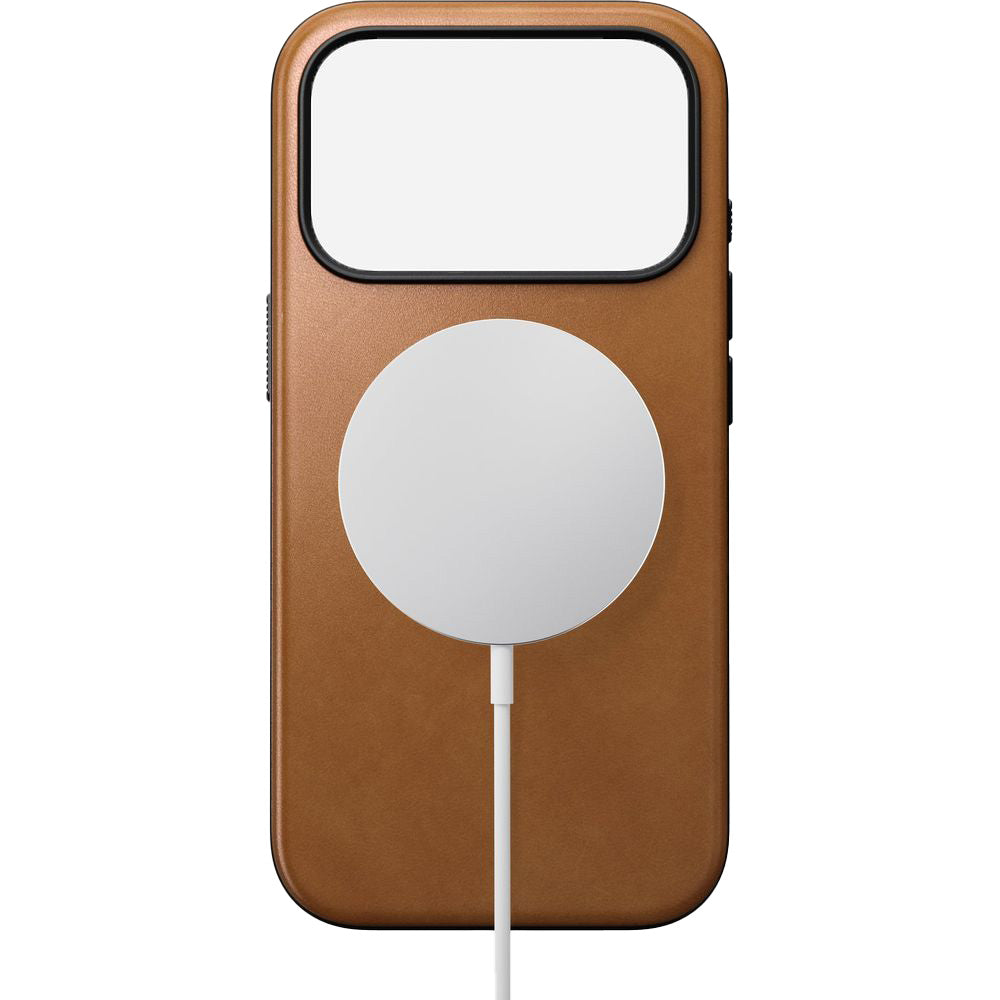 Handyhülle aus Naturleder für iPhone 17 Pro, Nomad Modern Leather Case mit MagSafe, Hellbraun