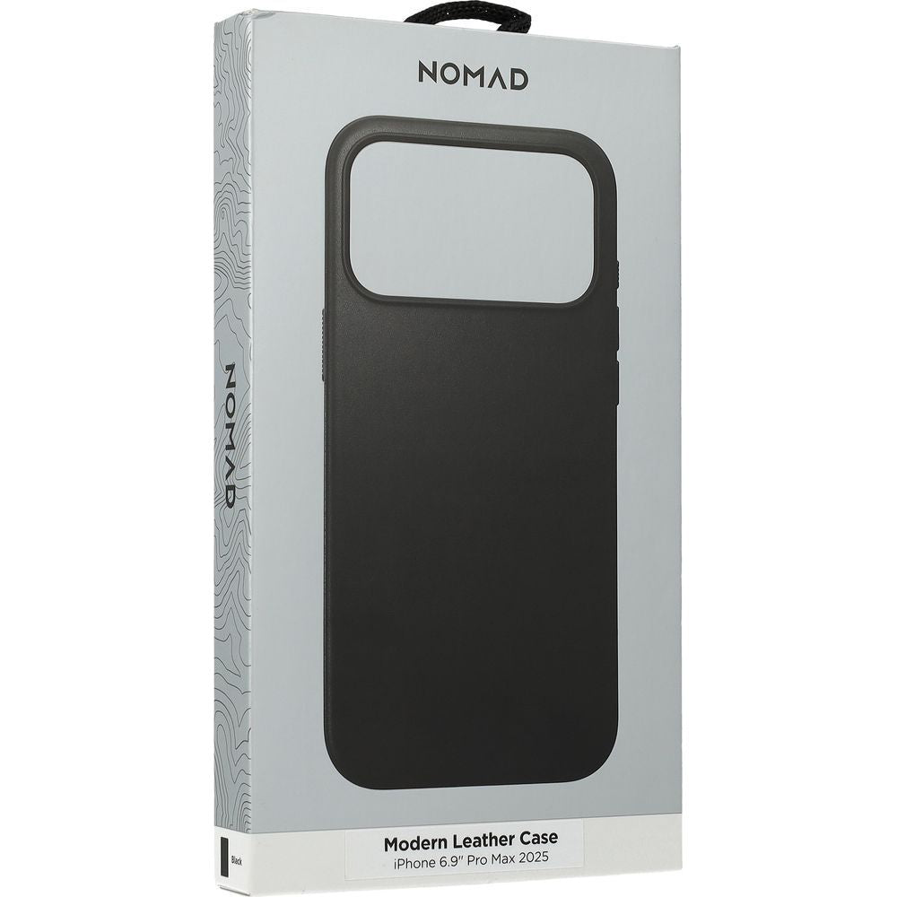 Handyhülle aus Naturleder für iPhone 17 Pro Max, Nomad Modern Leather Case mit MagSafe, Schwarz