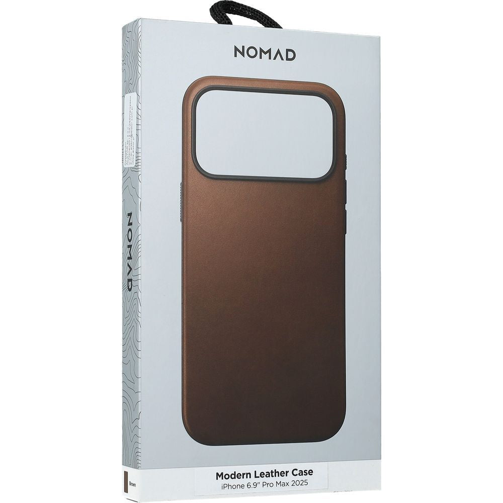 Handyhülle aus Naturleder für iPhone 17 Pro Max, Nomad Modern Leather Case mit MagSafe, Braun