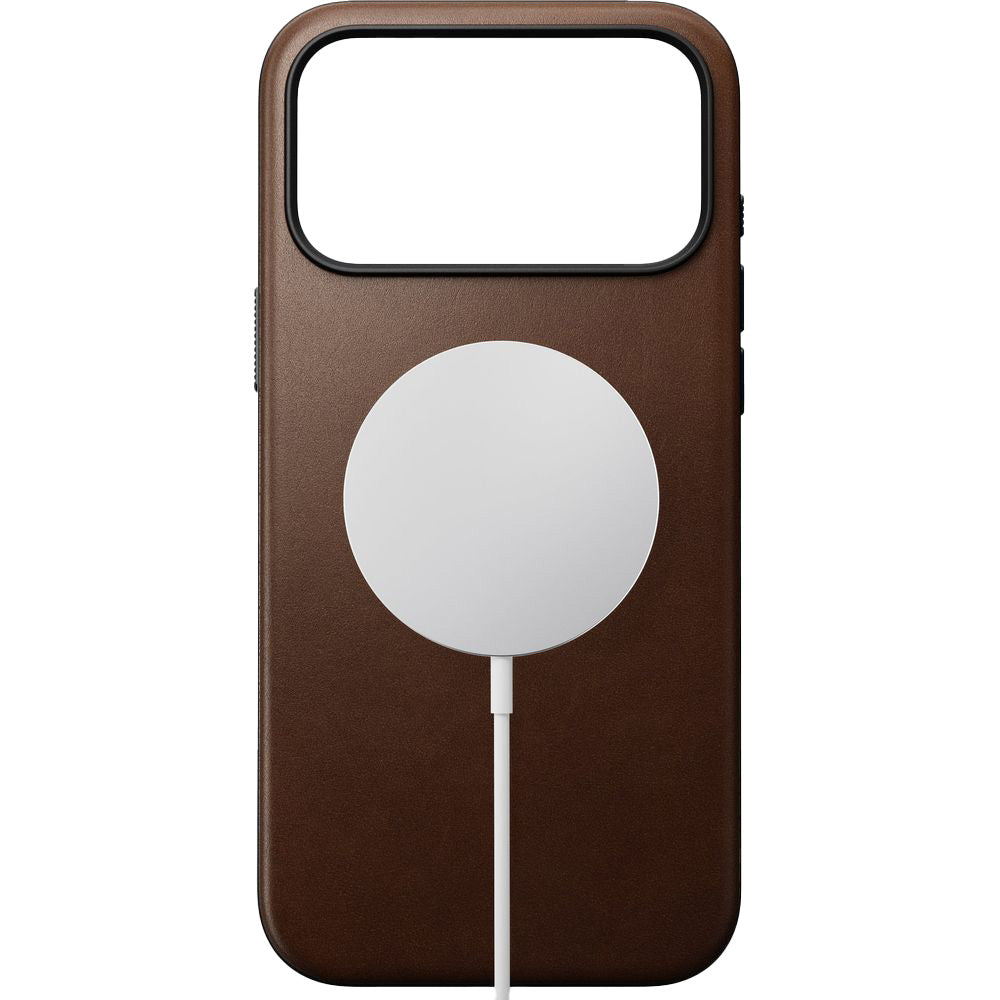 Handyhülle aus Naturleder für iPhone 17 Pro Max, Nomad Modern Leather Case mit MagSafe, Braun