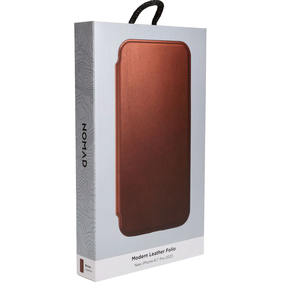 Schutzhülle Nomad Modern Leather für Apple iPhone 15 Pro, Braun