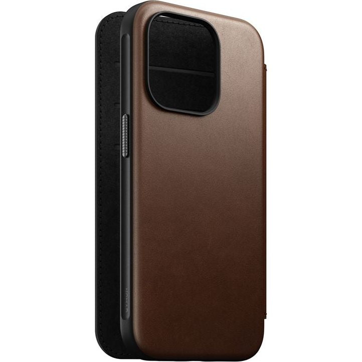 Schutzhülle Nomad Modern Leather für Apple iPhone 15 Pro, Braun