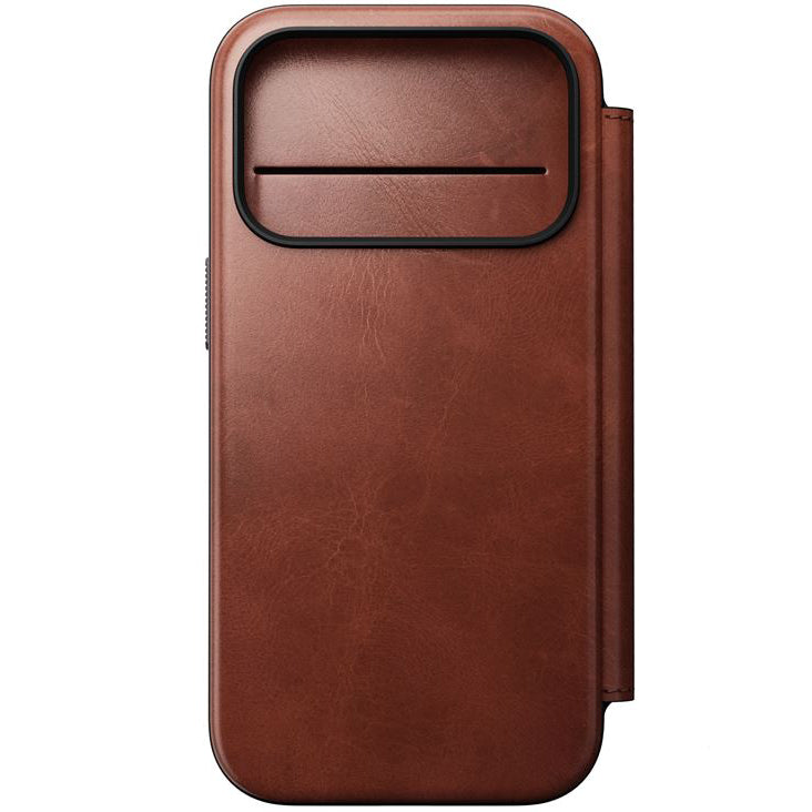 Handyhülle mit Klappe für iPhone 17 Pro, Nomad Modern Leather Folio Horween Series mit MagSafe, Braun