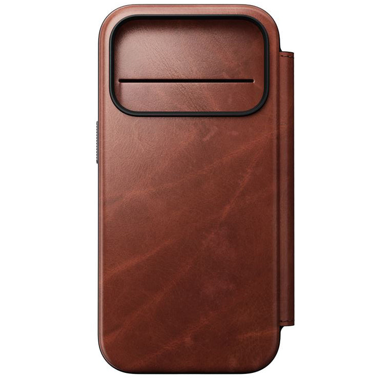 Handyhülle mit Klappe für iPhone 17 Pro, Nomad Modern Leather Folio Horween Series mit MagSafe, Braun