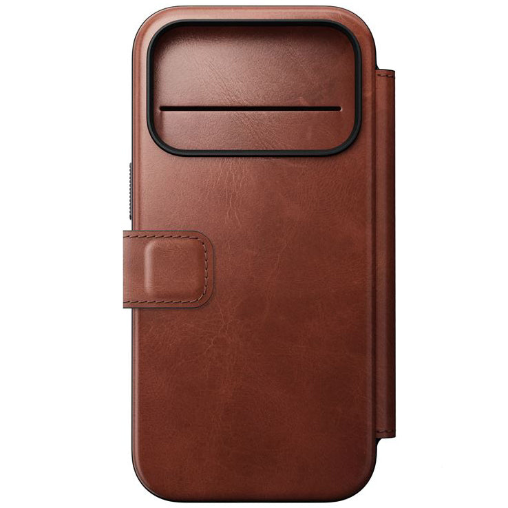 Handyhülle mit Klappe für iPhone 17 Pro, Nomad Modern Leather Folio Horween Series mit MagSafe, Braun