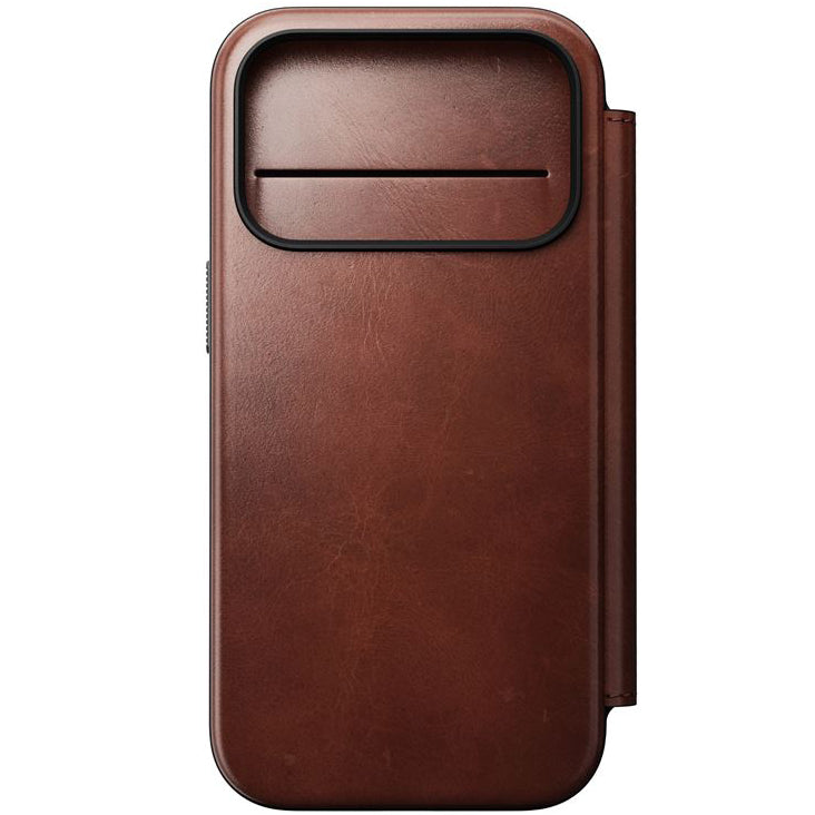 Handyhülle mit Klappe für iPhone 17 Pro, Nomad Modern Leather Folio Horween Series mit MagSafe, Braun
