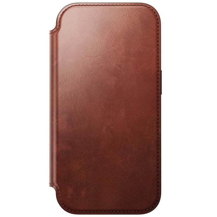 Handyhülle mit Klappe für iPhone 17 Pro, Nomad Modern Leather Folio Horween Series mit MagSafe, Braun