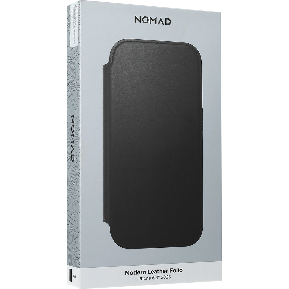 Handyhülle mit Klappe für iPhone 17, Nomad Modern Leather Folio mit MagSafe, Schwarz