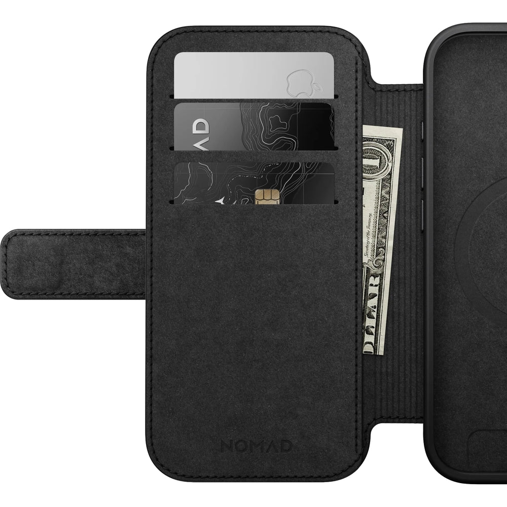Handyhülle mit Klappe für iPhone 17, Nomad Modern Leather Folio mit MagSafe, Schwarz