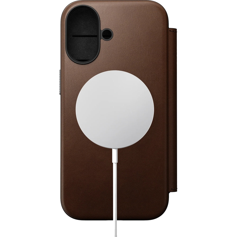 Handyhülle mit Klappe für iPhone 17, Nomad Modern Leather Folio mit MagSafe, Braun