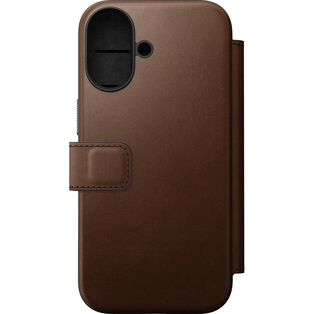 Handyhülle mit Klappe für iPhone 17, Nomad Modern Leather Folio mit MagSafe, Braun