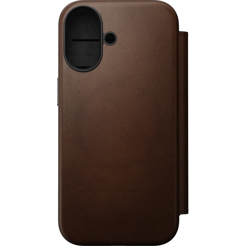Handyhülle mit Klappe für iPhone 17, Nomad Modern Leather Folio mit MagSafe, Braun