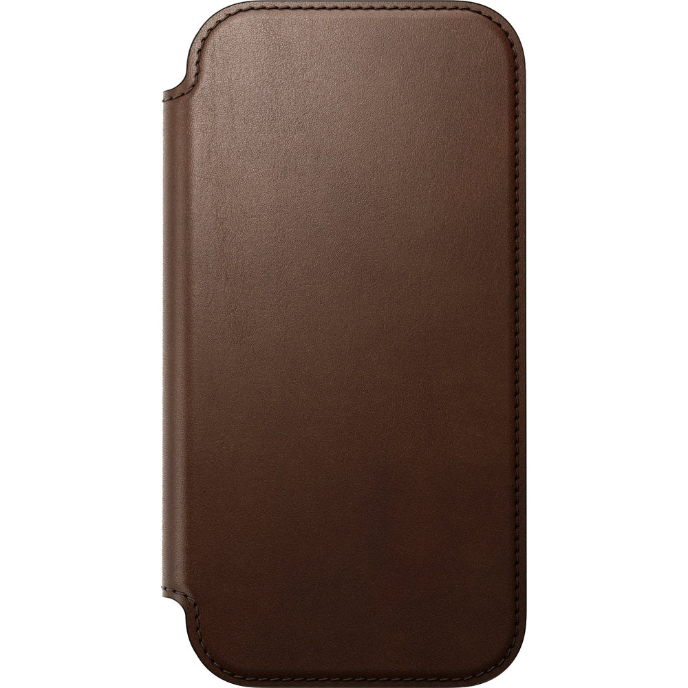 Handyhülle mit Klappe für iPhone 17, Nomad Modern Leather Folio mit MagSafe, Braun