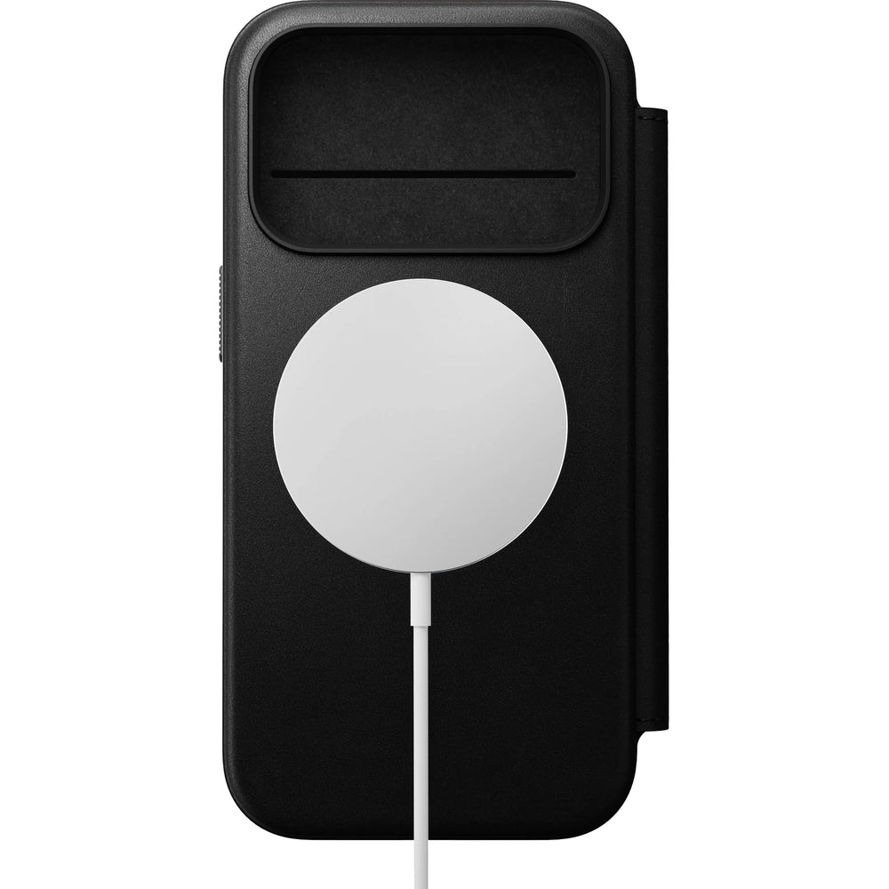 Handyhülle mit Klappe für iPhone 17 Pro, Nomad Modern Leather Folio mit MagSafe, Schwarz