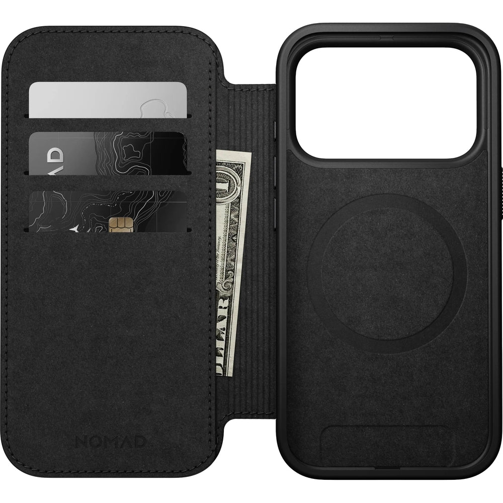 Handyhülle mit Klappe für iPhone 17 Pro, Nomad Modern Leather Folio mit MagSafe, Hellbraun