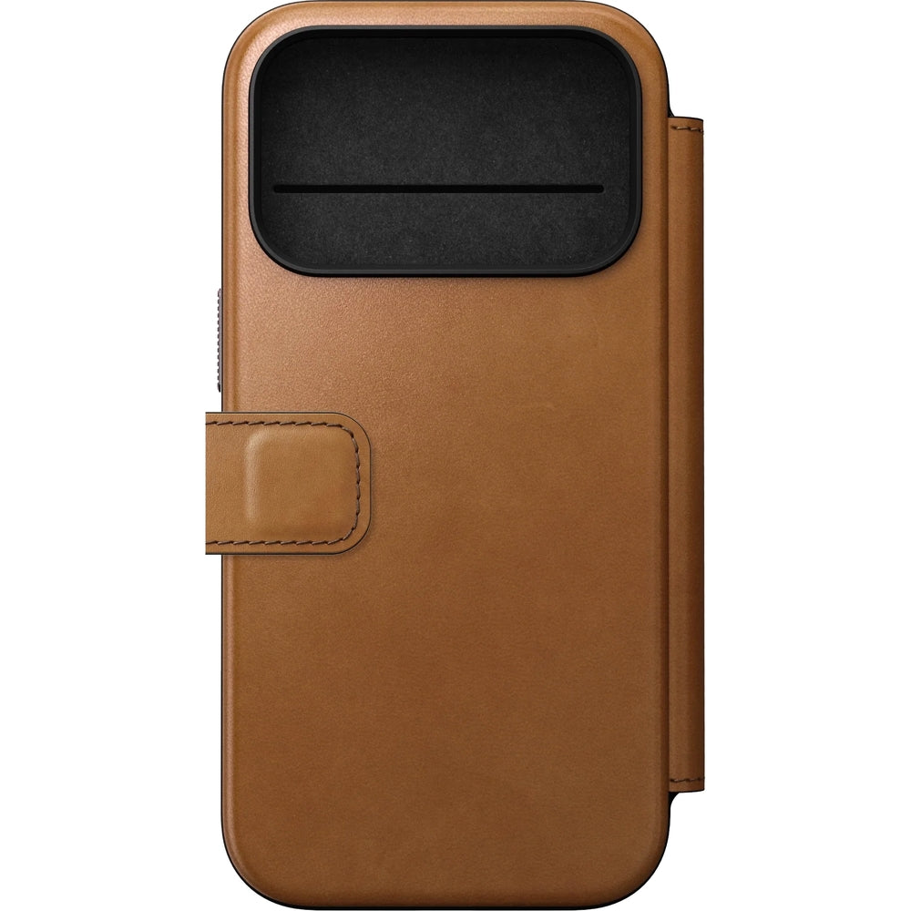 Handyhülle mit Klappe für iPhone 17 Pro, Nomad Modern Leather Folio mit MagSafe, Hellbraun