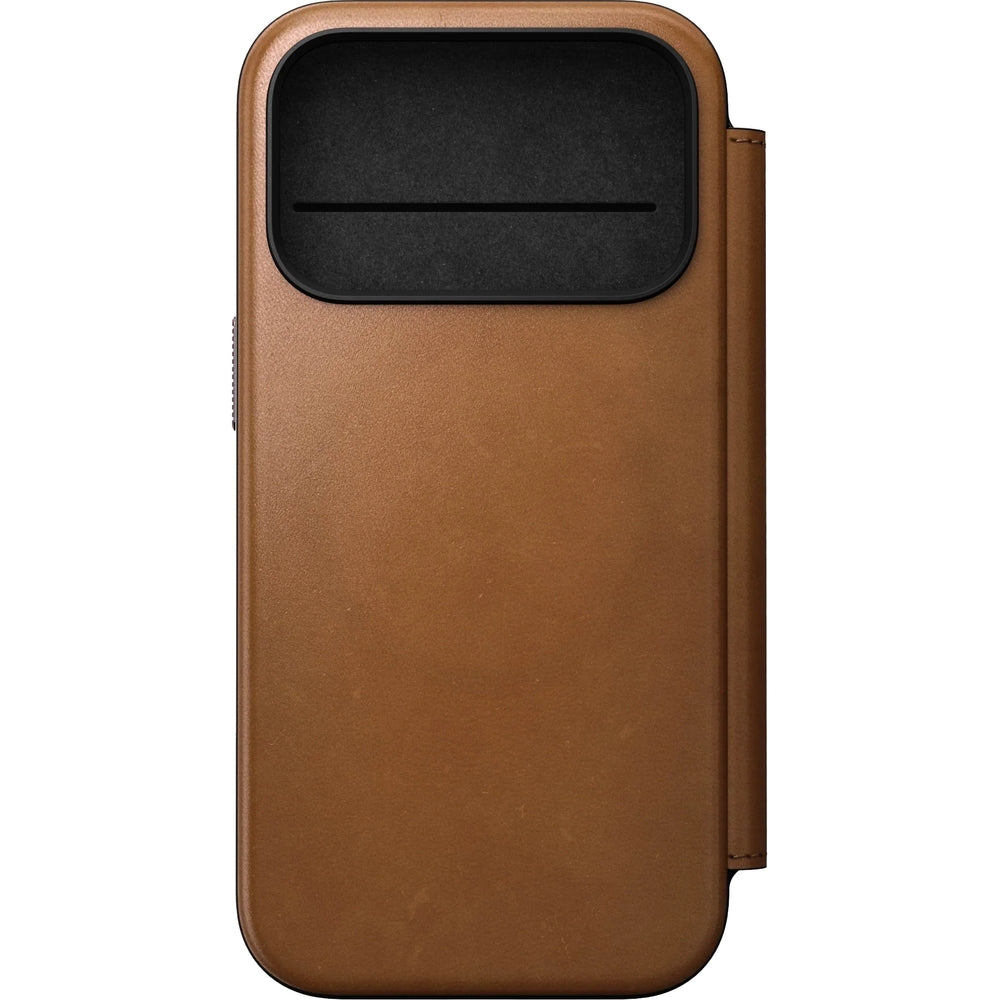 Handyhülle mit Klappe für iPhone 17 Pro, Nomad Modern Leather Folio mit MagSafe, Hellbraun
