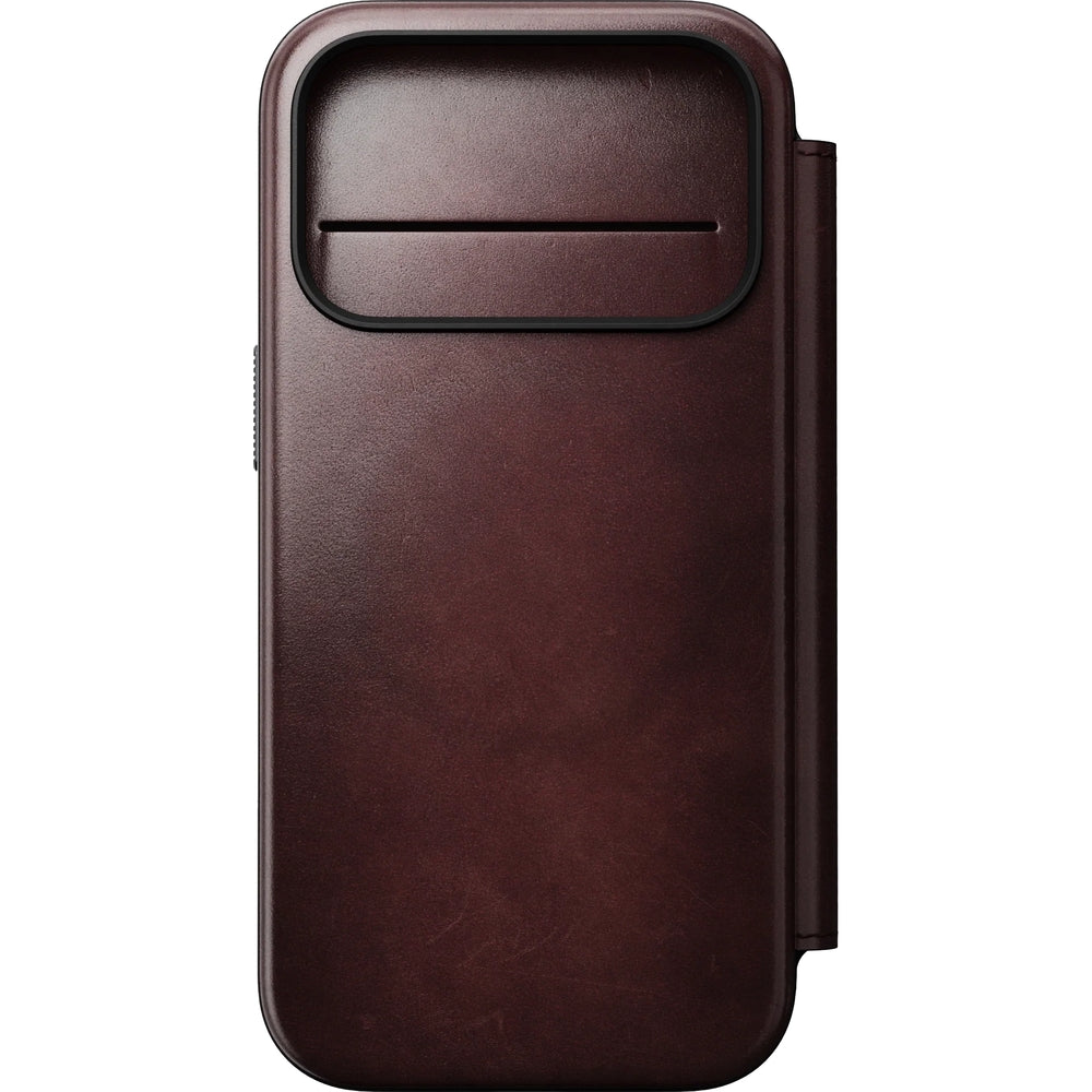 Handyhülle mit Klappe für iPhone 17 Pro, Nomad Modern Leather Folio Horween Series mit MagSafe, Kastanienbraun