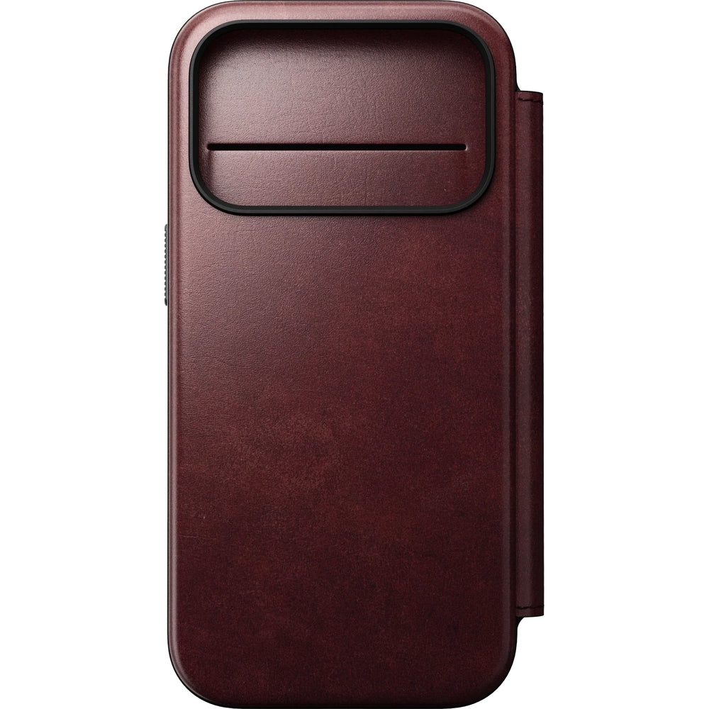Handyhülle mit Klappe für iPhone 17 Pro, Nomad Modern Leather Folio Horween Series mit MagSafe, Kastanienbraun