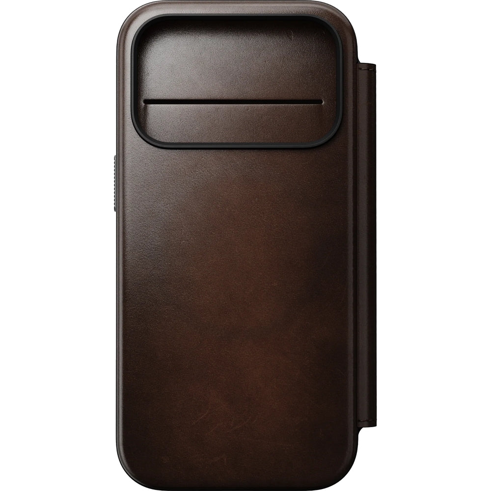Handyhülle mit Klappe für iPhone 17 Pro, Nomad Modern Leather Folio Horween Series mit MagSafe, Rustikal Braun