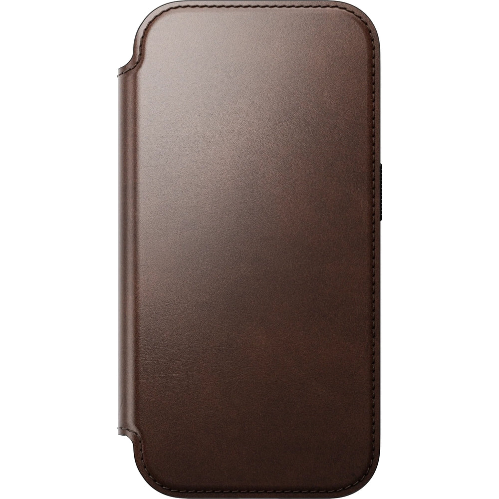 Handyhülle mit Klappe für iPhone 17 Pro, Nomad Modern Leather Folio Horween Series mit MagSafe, Rustikal Braun