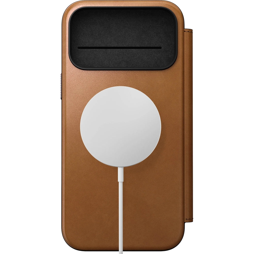 Handyhülle mit Klappe für iPhone 17 Pro Max, Nomad Modern Leather Folio mit MagSafe, Hellbraun