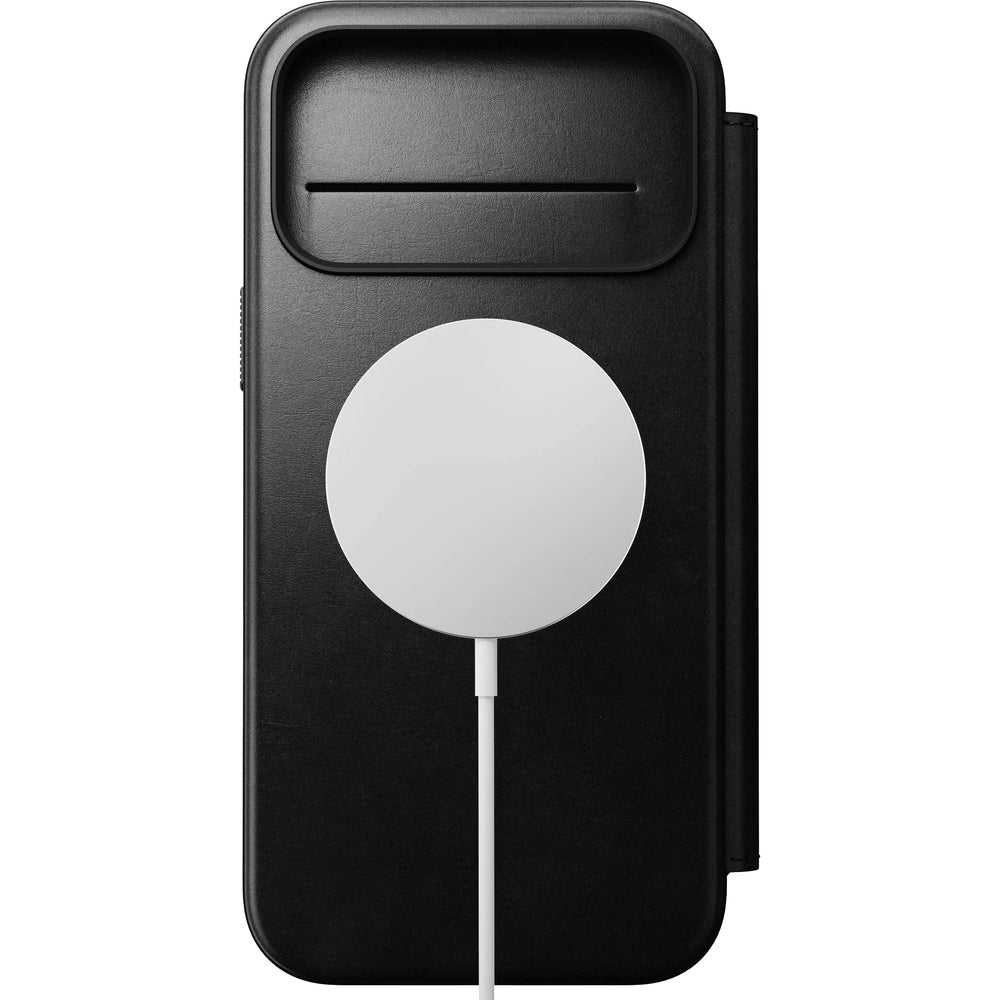 Handyhülle mit Klappe für iPhone 17 Pro Max, Nomad Modern Leather Folio Horween Series mit MagSafe, Schwarz