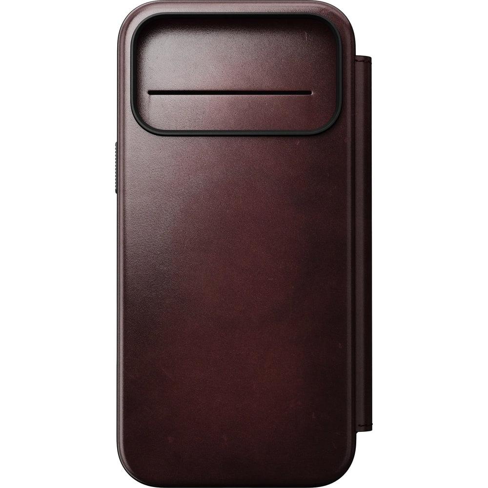 Handyhülle mit Klappe für iPhone 17 Pro Max, Nomad Modern Leather Folio Horween Series mit MagSafe, Kastanienbraun