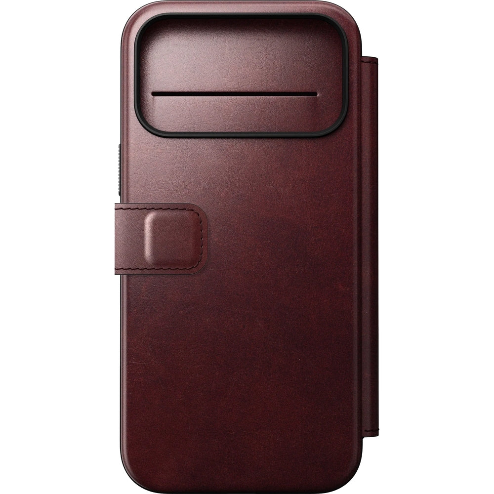 Handyhülle mit Klappe für iPhone 17 Pro Max, Nomad Modern Leather Folio Horween Series mit MagSafe, Kastanienbraun