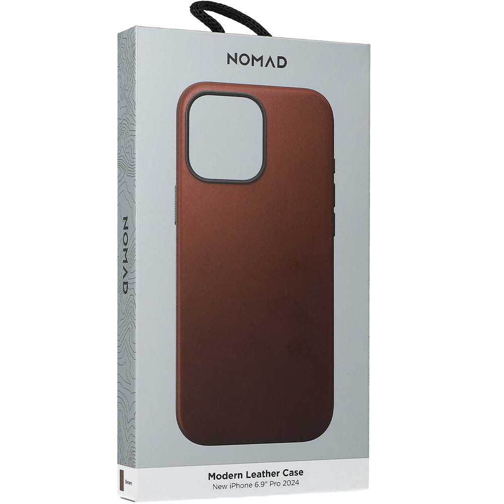 Leder Handyhülle für iPhone 16 Pro Max, Nomad Modern Leather mit MagSafe, Dunkelbraun