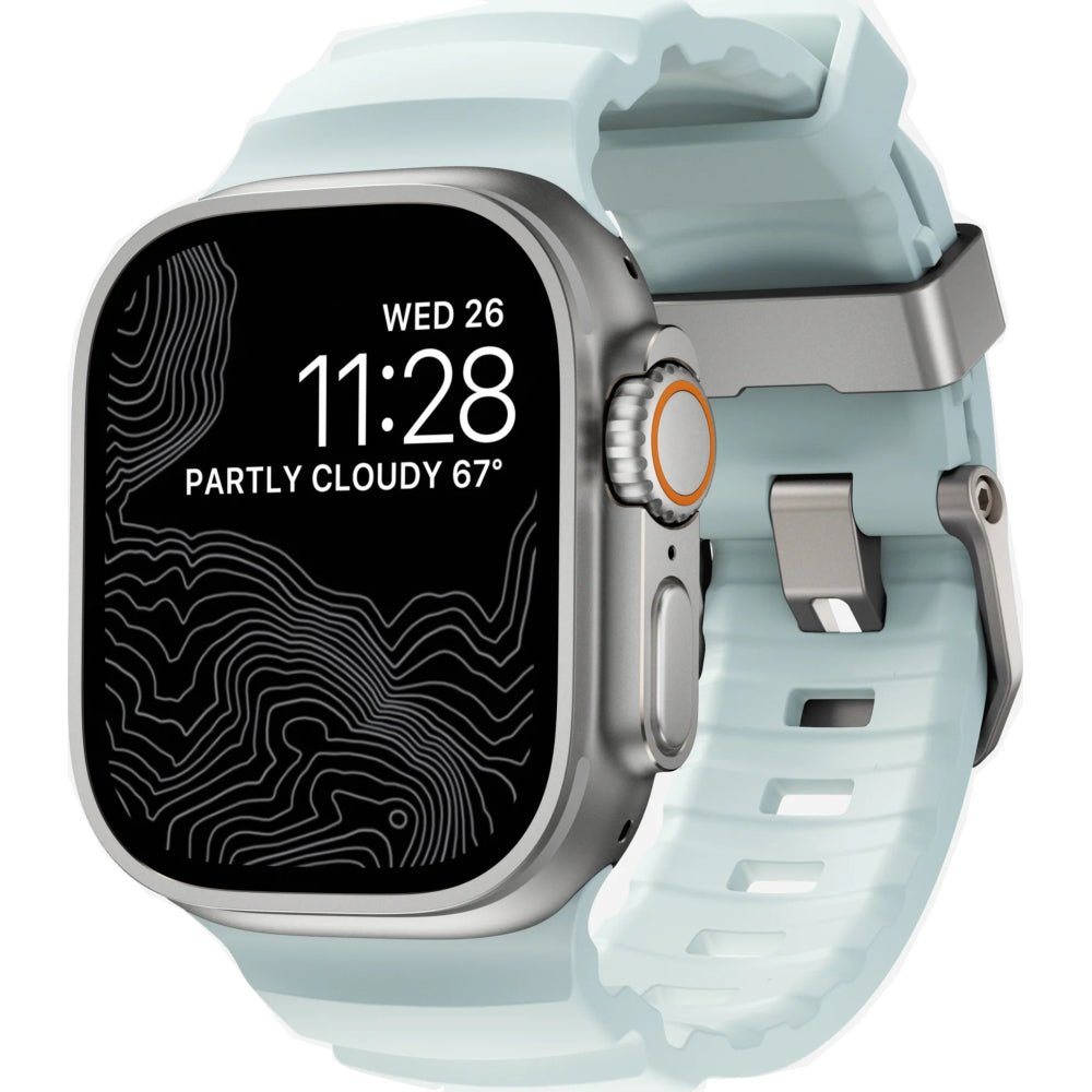 Armband für Apple Watch 49/46/45/44 mm, Nomad Rocky Point Band,  Blau-Natural