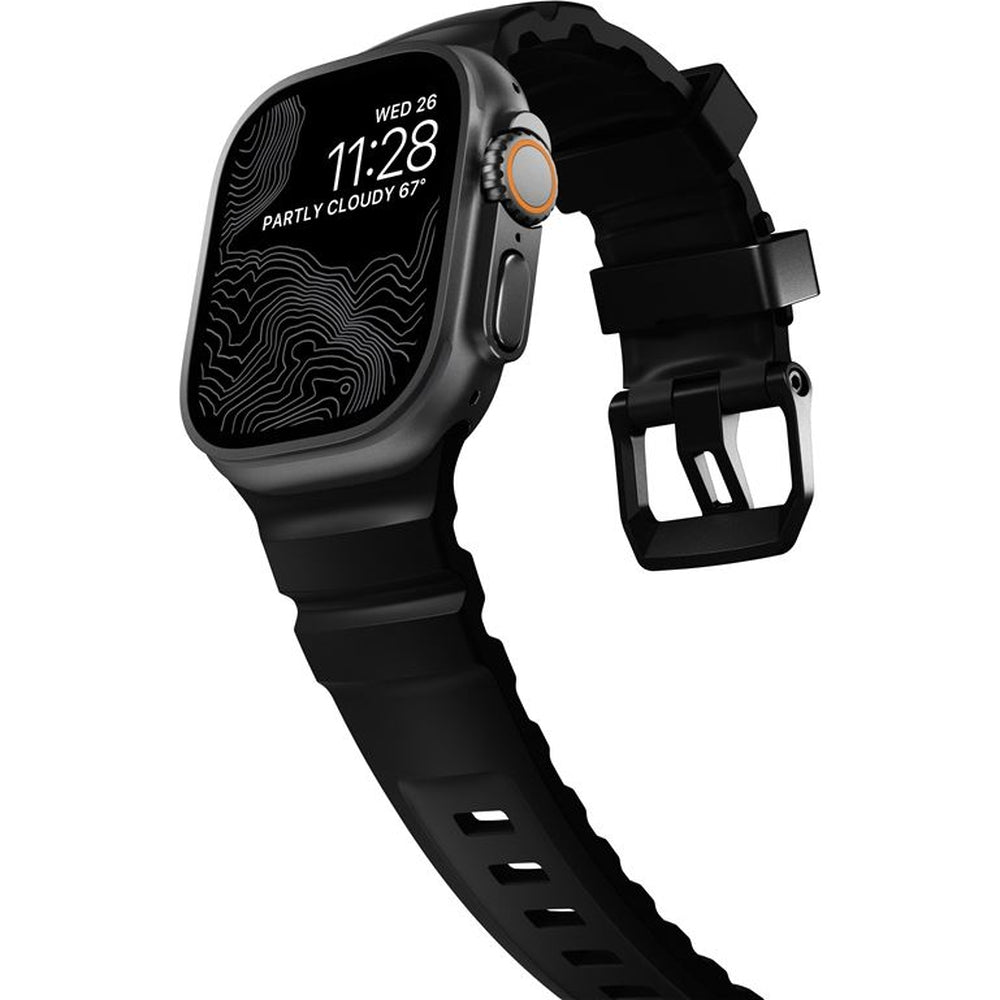 Armband für Apple Watch 49/46/45/44 mm, Nomad Rocky Point Band, Carbon schwarz