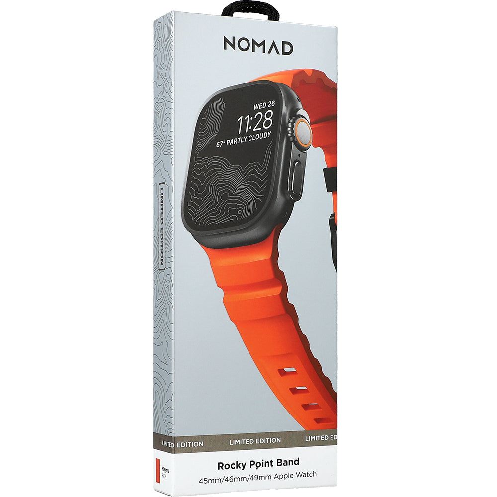 Armband für Apple Watch 49/46/45/44 mm, Nomad Rocky Point Band, Orange-Schwarz