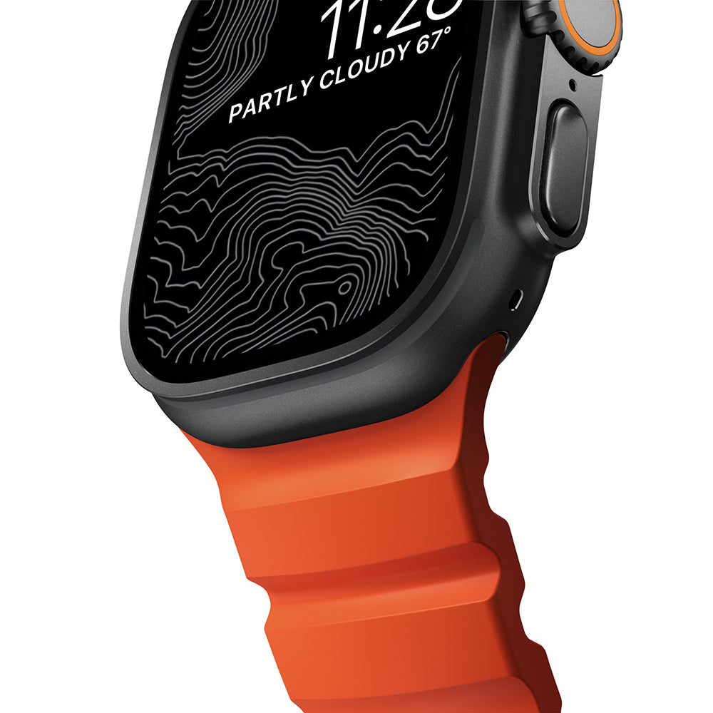 Armband für Apple Watch 49/46/45/44 mm, Nomad Rocky Point Band, Orange-Schwarz