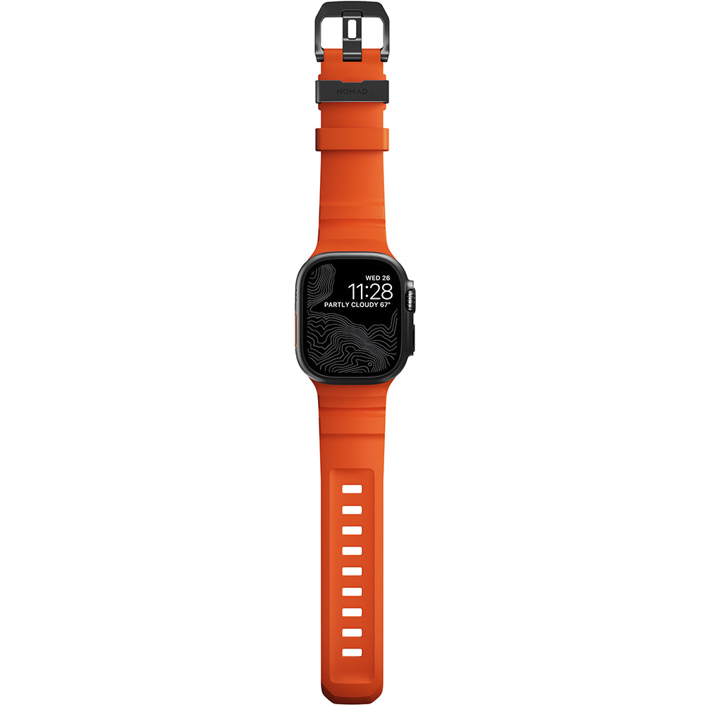 Armband für Apple Watch 49/46/45/44 mm, Nomad Rocky Point Band, Orange-Schwarz