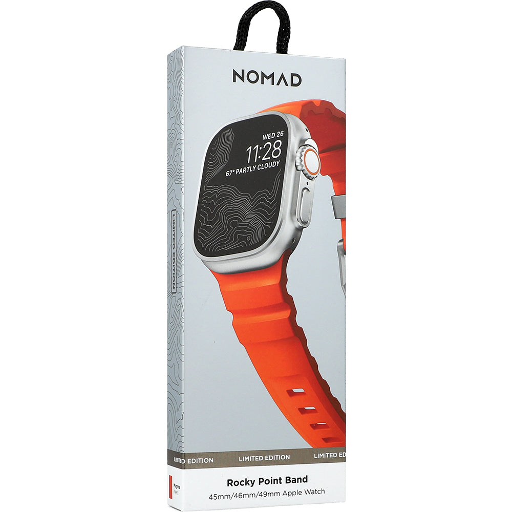 Armband für Apple Watch 49/46/45/44 mm, Nomad Rocky Point Band, Orange-Silbern