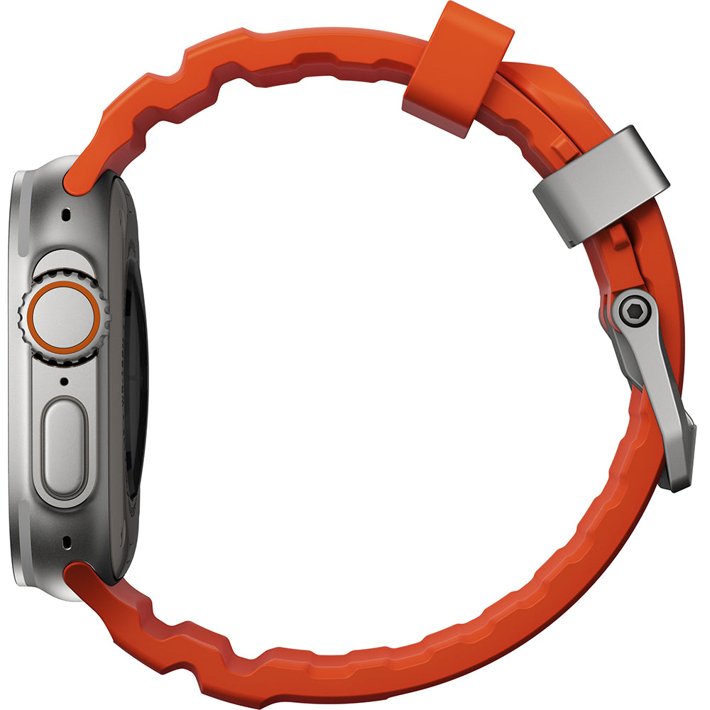 Armband für Apple Watch 49/46/45/44 mm, Nomad Rocky Point Band, Orange-Silbern