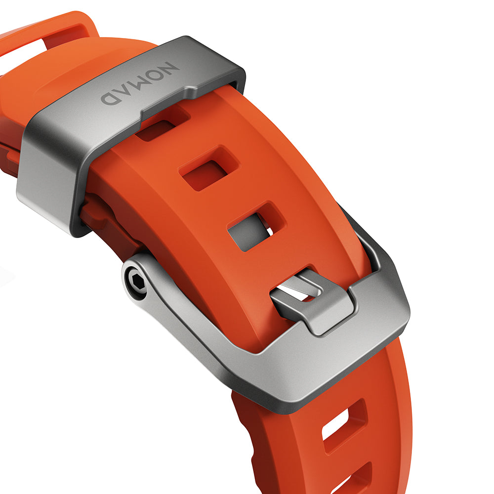 Armband für Apple Watch 49/46/45/44 mm, Nomad Rocky Point Band, Orange-Silbern