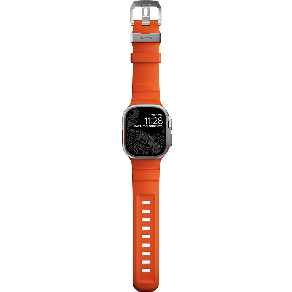 Armband für Apple Watch 49/46/45/44 mm, Nomad Rocky Point Band, Orange-Silbern