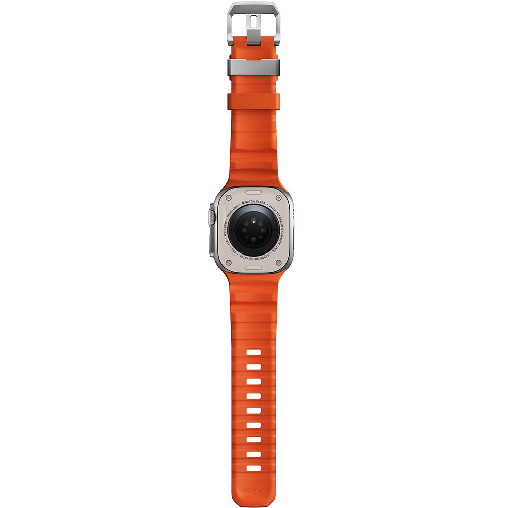 Armband für Apple Watch 49/46/45/44 mm, Nomad Rocky Point Band, Orange-Silbern