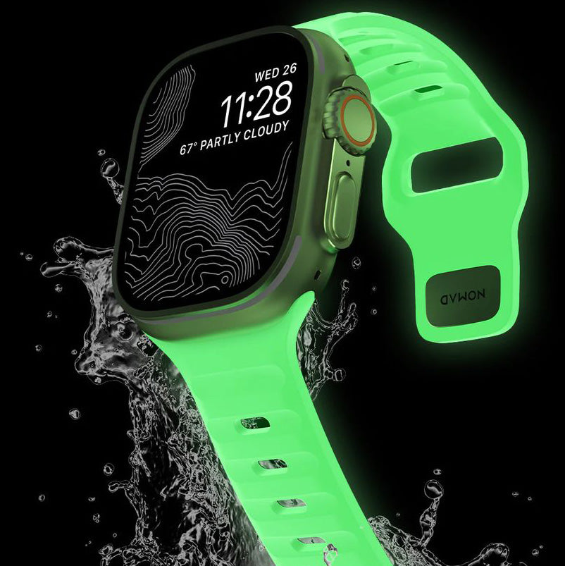 Armband für Apple Watch 41/40/38mm, Nomad Sport Strap, fluoreszierendes Grün