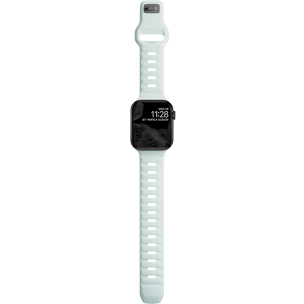 Armband für Apple Watch 49/46/45/44 mm, Nomad Sport Strap, Weiß, leuchtet im Dunkeln Blau