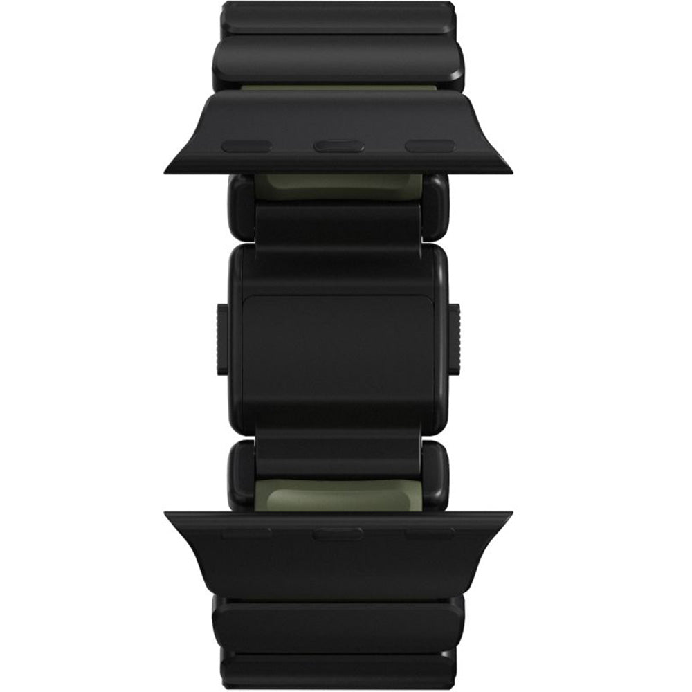 Armband für Apple Watch 49/46/45/44 mm, Nomad Stratos Band, Schwarz-Dunkelgrün Titan
