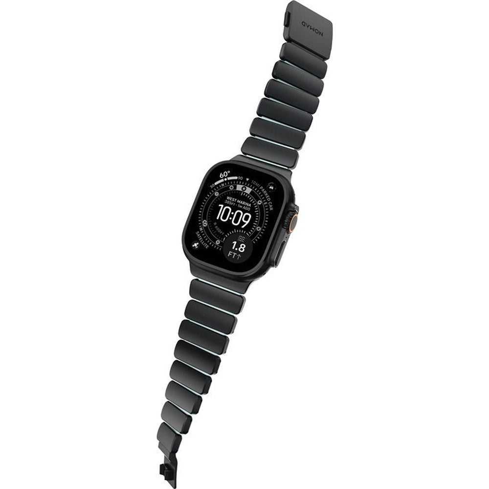 Armband für Apple Watch 49/46/45/44 mm, Nomad Stratos Band, Schwarz-blau Titan