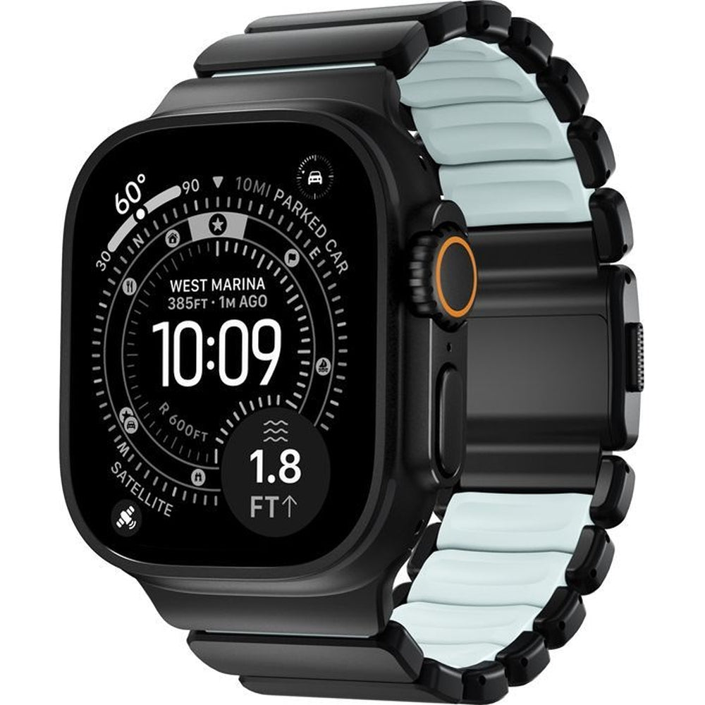 Armband für Apple Watch 49/46/45/44 mm, Nomad Stratos Band, Schwarz-blau Titan
