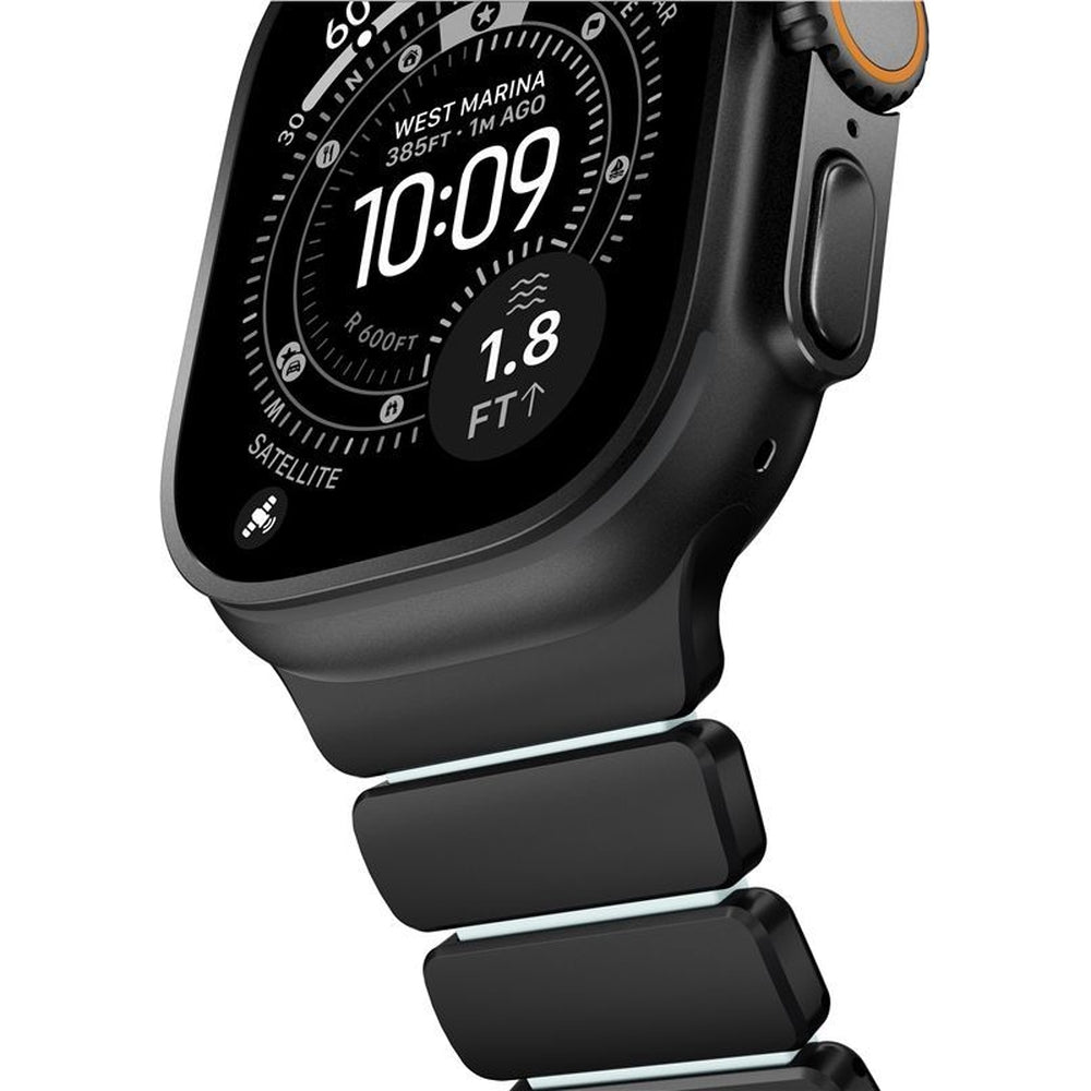 Armband für Apple Watch 49/46/45/44 mm, Nomad Stratos Band, Schwarz-blau Titan