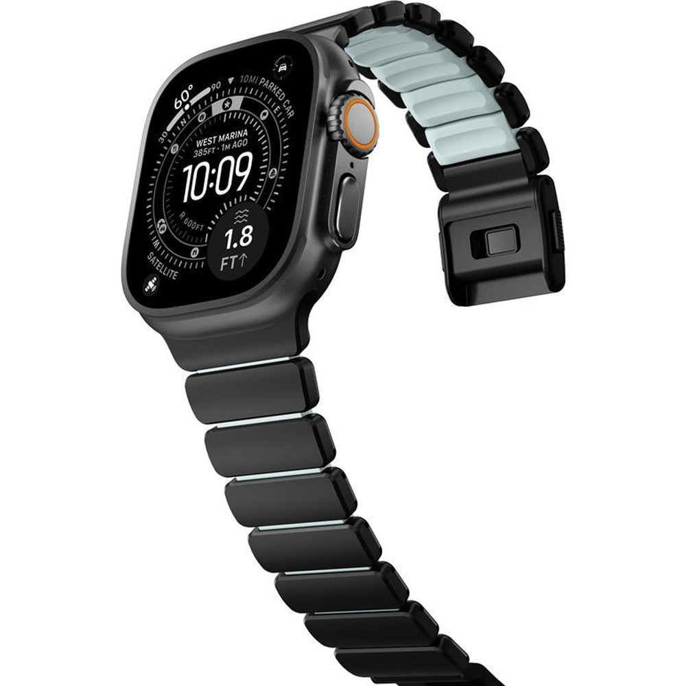 Armband für Apple Watch 49/46/45/44 mm, Nomad Stratos Band, Schwarz-blau Titan