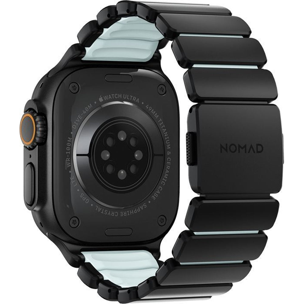 Armband für Apple Watch 49/46/45/44 mm, Nomad Stratos Band, Schwarz-blau Titan
