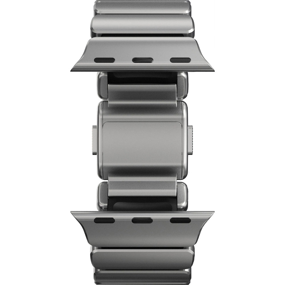 Armband für Apple Watch 49/46/45/44 mm, Nomad Stratos Band, Silber-schwarzes Titan