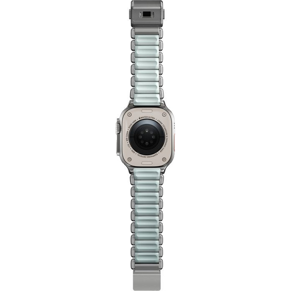 Armband für Apple Watch 49/46/45/44 mm, Nomad Stratos Band, Silbern-blau Titan